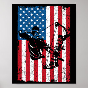Póster Cazando a Archer Bandera Americana Bowcazter