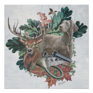 Póster Cazando con un Weimaraner, "Fantasma gris"