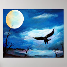 Póster Cazando la luna nocturna Hawk