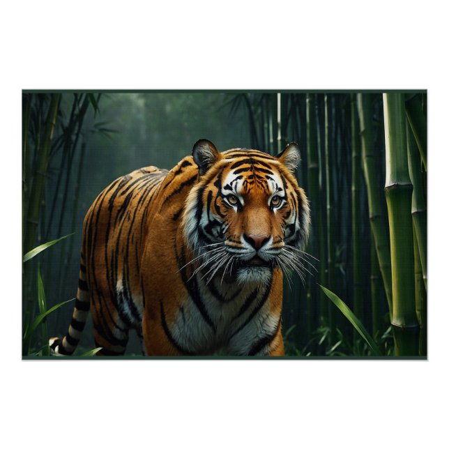 Póster Cazando tigre en el bosque de Bambú (Anverso)