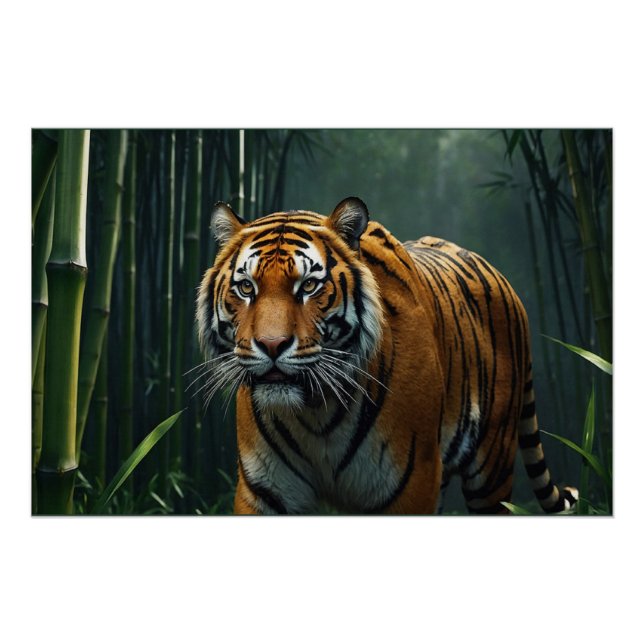 Póster Cazando tigre en el bosque de Bambú (Anverso)