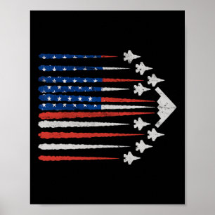 Póster Cazas de combate patrióticos bandera de EE. UU. ro