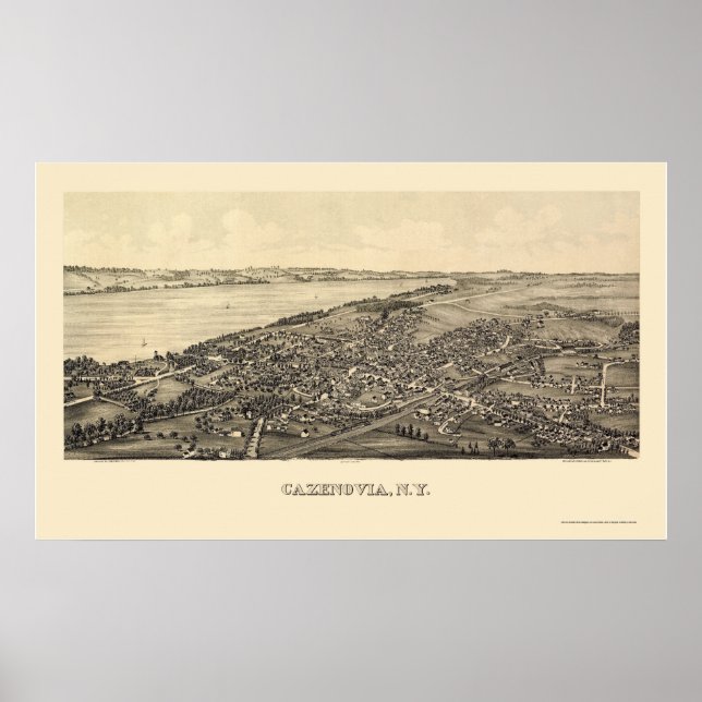 Póster Cazenovia, NY Panoramic Map - 1890 (Frente)