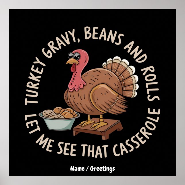 Póster Cazuela de frijoles y rollos con salsa de pavo (Frente)