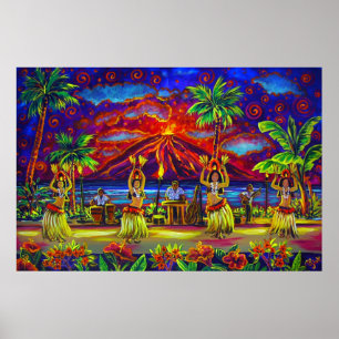 Póster CBjork, hawaiano Hula Luau Gran Poster