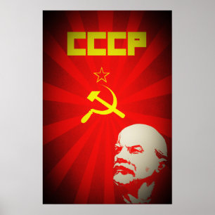 Póster cccp soviet union communist red lenin russia propa