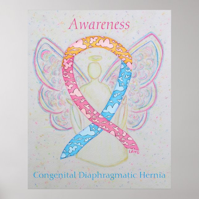 Póster CDH Awareness Ribbon Angel Cherub Art Print Poster (Frente)