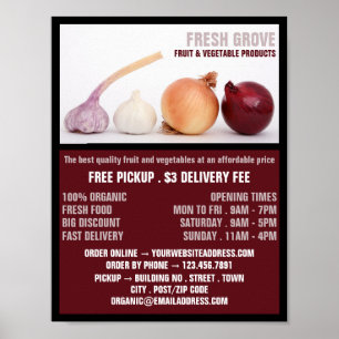 Póster Cebollas y ajo, publicidad de Greengrocers