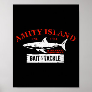 Póster Cebos y Aparejos de la Isla Amity Pesca Retro