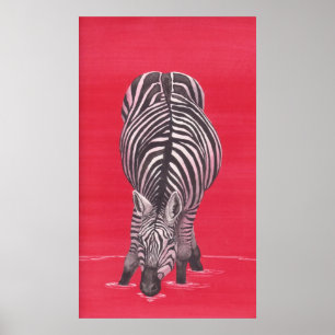Póster Cebra en rojo