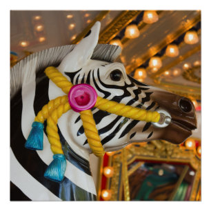 Póster Cebra Horse Merry-Go-Round Carousel