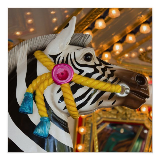 Póster Cebra Horse Merry-Go-Round Carousel (Anverso)