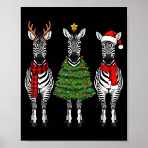 Póster Cebra Retro Navidad Santa Reno Safari Animal