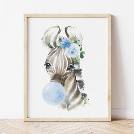 Póster Cebra, Safari, Ciruela de Burbujas Azules, Cirujan