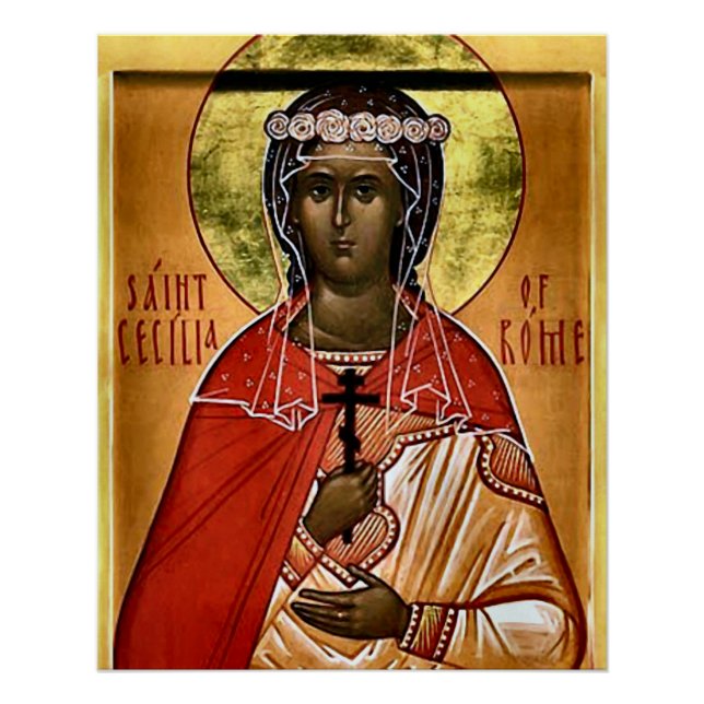 Póster Cecilia de Roma Icono cristiano ortodoxo (Anverso)