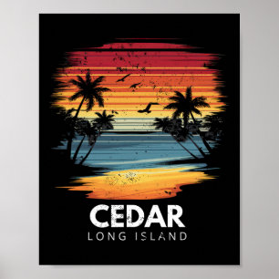 Póster Cedar Beach Long Island Tabla de surfear Surfing V