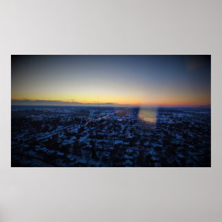 Póster Cedar Rapids de invierno al atardecer