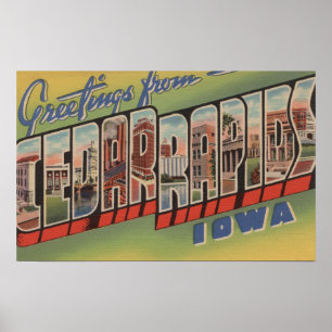 Póster Cedar Rapids, Iowa - Escenas de letras grandes