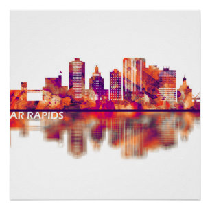 Póster Cedar Rapids Iowa Skyline