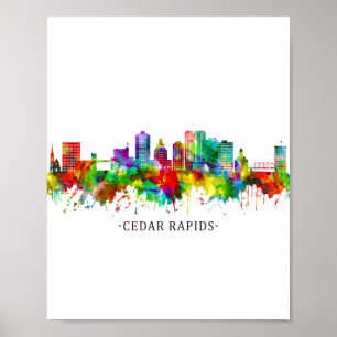 Póster Cedar Rapids Iowa Skyline
