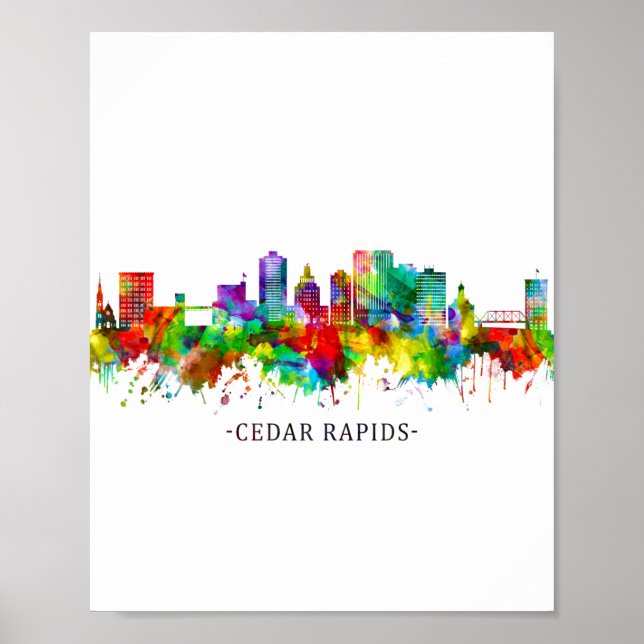Póster Cedar Rapids Iowa Skyline (Frente)