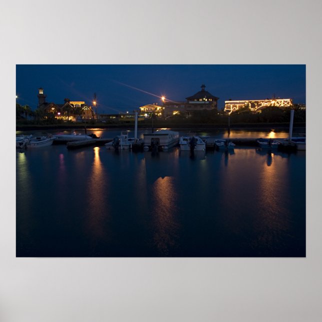 Póster Cedro Key Waterfront en la noche (Frente)