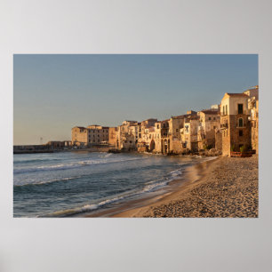 Póster Cefalú, pueblo costero en Sicilia