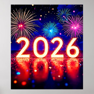 Póster Celebra 2026: Diseño de chispa de futuro brillante