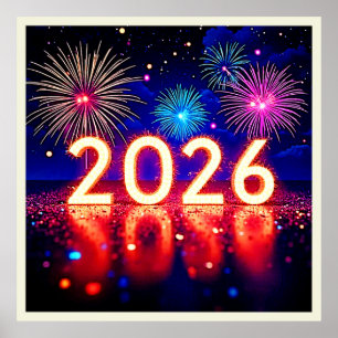 Póster Celebra 2026: Diseño de chispa de futuro brillante