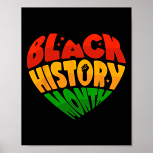 Póster Celebra el Mes de la Historia Negra Corazón y Puño