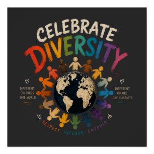 Póster Celebra la Diversidad   Diferentes Culturas Un Mun