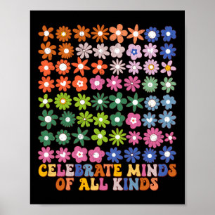 Póster Celebra Mentes De Todo Tipo Flor Groovy Autismo