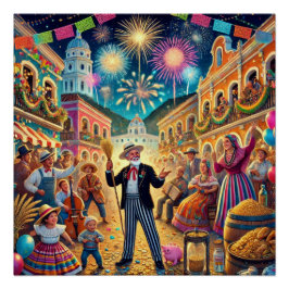 Póster Celebración Año Nuevo El Año Viejo