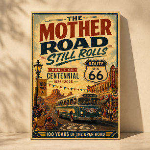 Póster Celebración Centenaria de la Ruta 66 Escenas Calle