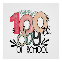 Póster celebración de 100 días de escuela brillante