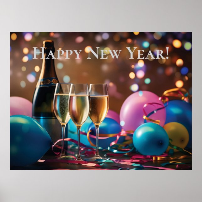 Póster Celebración de Año Nuevo festivo - texto de person (Frente)