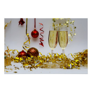 Póster Celebración de Año Nuevo Spa de champán de Slipper