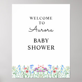 Póster Celebración de Baby Shower con Flores Silvestres M