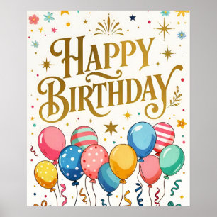 Póster Celebración de Cumpleaños Feliz