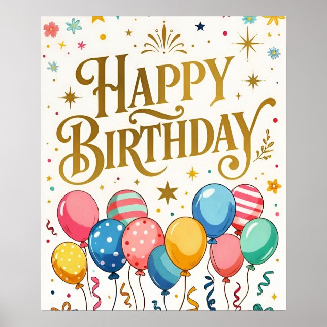 Póster Celebración de Cumpleaños Feliz (Frente)