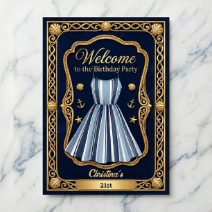 Póster Celebración de Cumpleaños Rayas de la Franja Coste