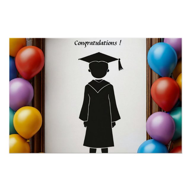 Póster 🎓 Celebración de Globos de Graduación Para Fiesta (Anverso)