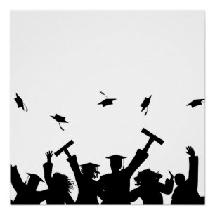 Póster Celebración de graduación en silueta