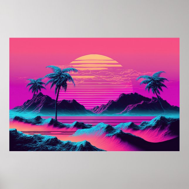Póster Celebración de la belleza oceánica por una ola de  (Frente)