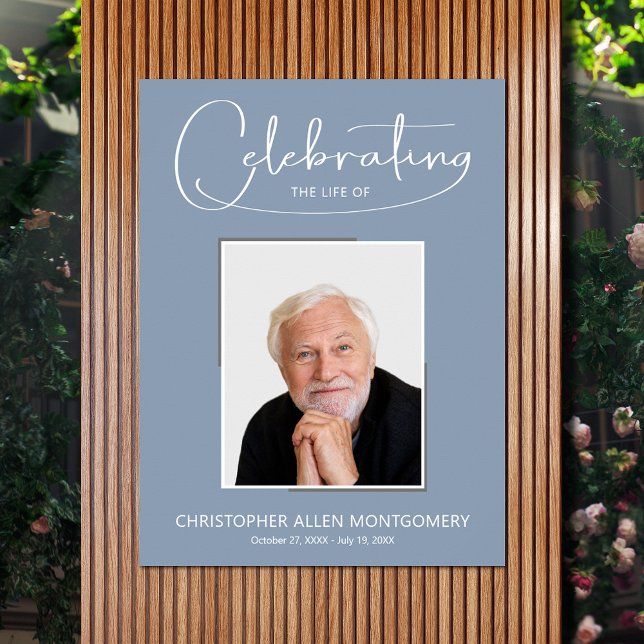 Póster Celebración de la Foto conmemorativa del Funeral d (Celebration of Life photo memorial funeral poster - INSTANT DOWNLOAD or PRINTED (framed, too))