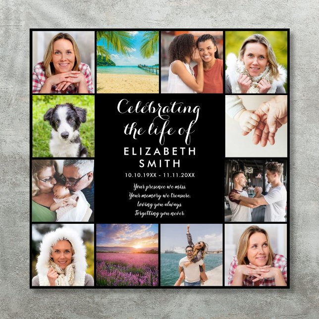 Póster Celebración de la Memoria de la Vida 12 Letrero de (Celebration of Life Memorial 12 Photo Sign)