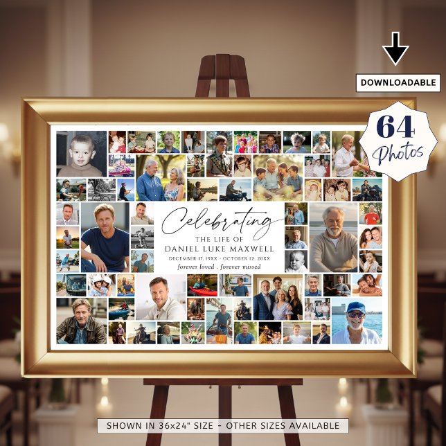 Póster Celebración de la Memoria de la Vida Collage de 64 (Subido por el creador)