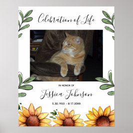 Póster Celebración de la vida acuarela girasol una foto