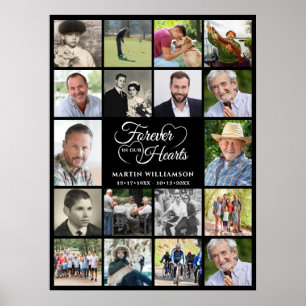 Póster Celebración de la Vida Collage de 18 Fotos Funeral