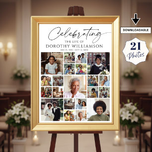 Póster Celebración de la Vida Collage de 21 Fotos Memoria